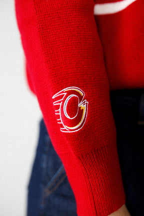 Ottawa Charge Womens V-Neck Knit Sweater - Red