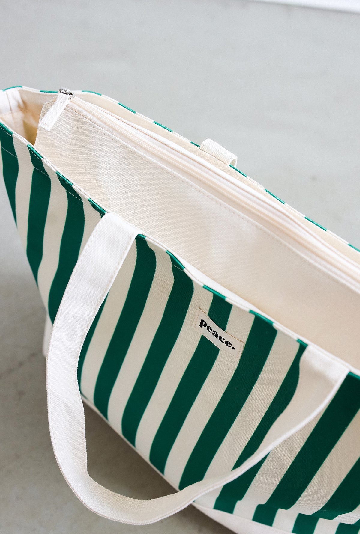 Peace Basics Striped Tote Bag - Green