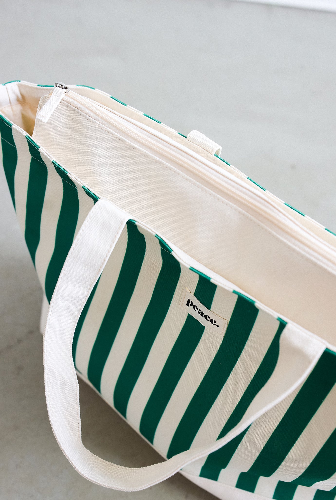 Peace Basics Striped Tote Bag - Green