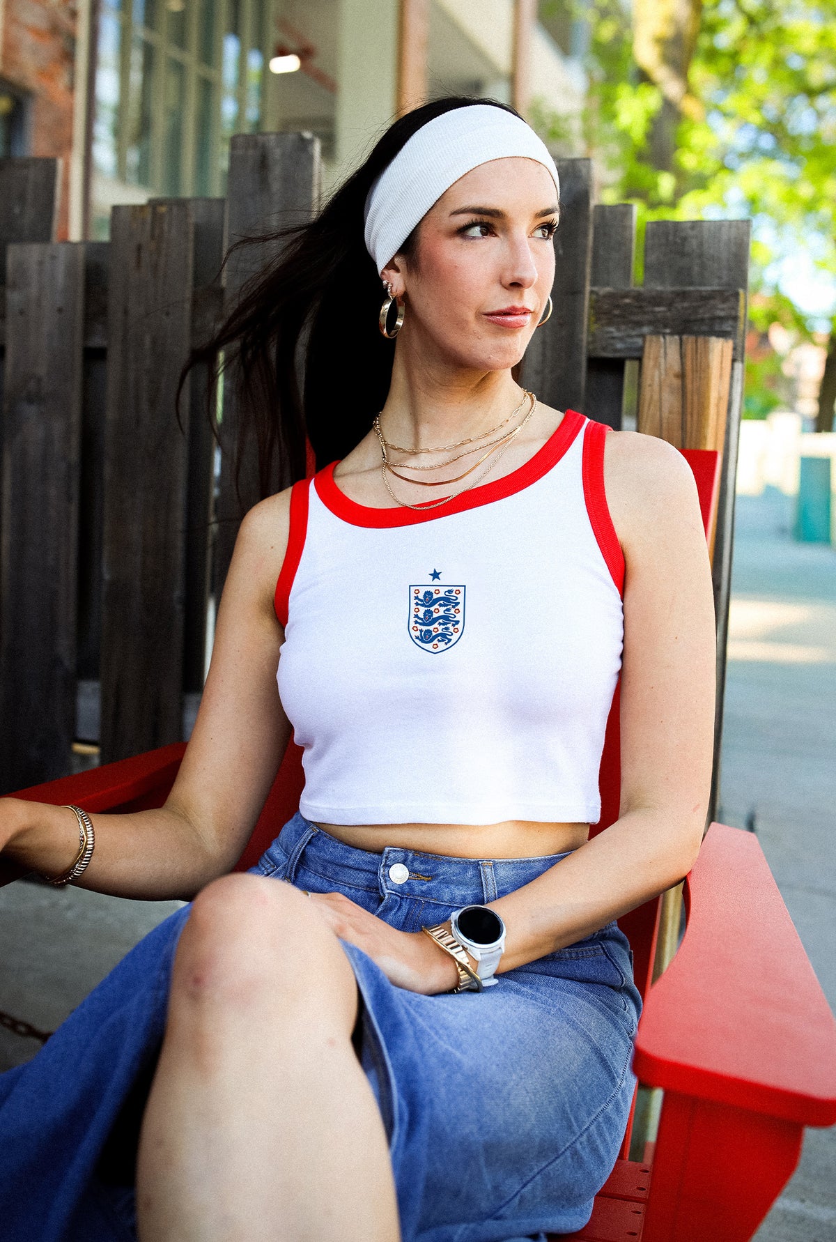 FIFA Fußball-Weltmeisterschaft 2026™ England Damen-Tanktop (kurz geschnitten) – Weiß