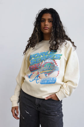 1992 World Series: Toronto Blue Jays Vs. Atlanta Braves Crewneck - Ivory