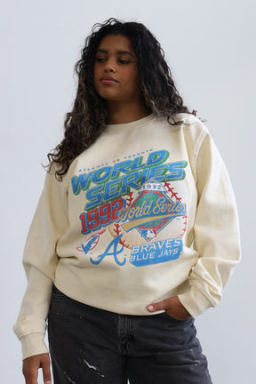 1992 World Series: Toronto Blue Jays Vs. Atlanta Braves Crewneck - Ivory