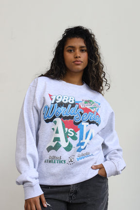 1988 World Series: LA Dodgers Vs. Oakland Athletics Crewneck - Ash