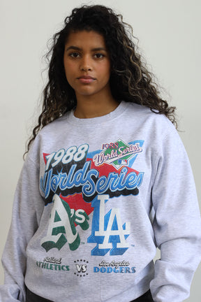 1988 World Series: LA Dodgers Vs. Oakland Athletics Crewneck - Ash