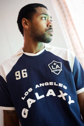 Los Angeles Galaxy Colour Block Soccer Jersey - Navy / Ivory