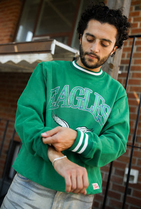 Philadelphia Eagles Vintage Striped Heavyweight Crewneck - Kelly Green