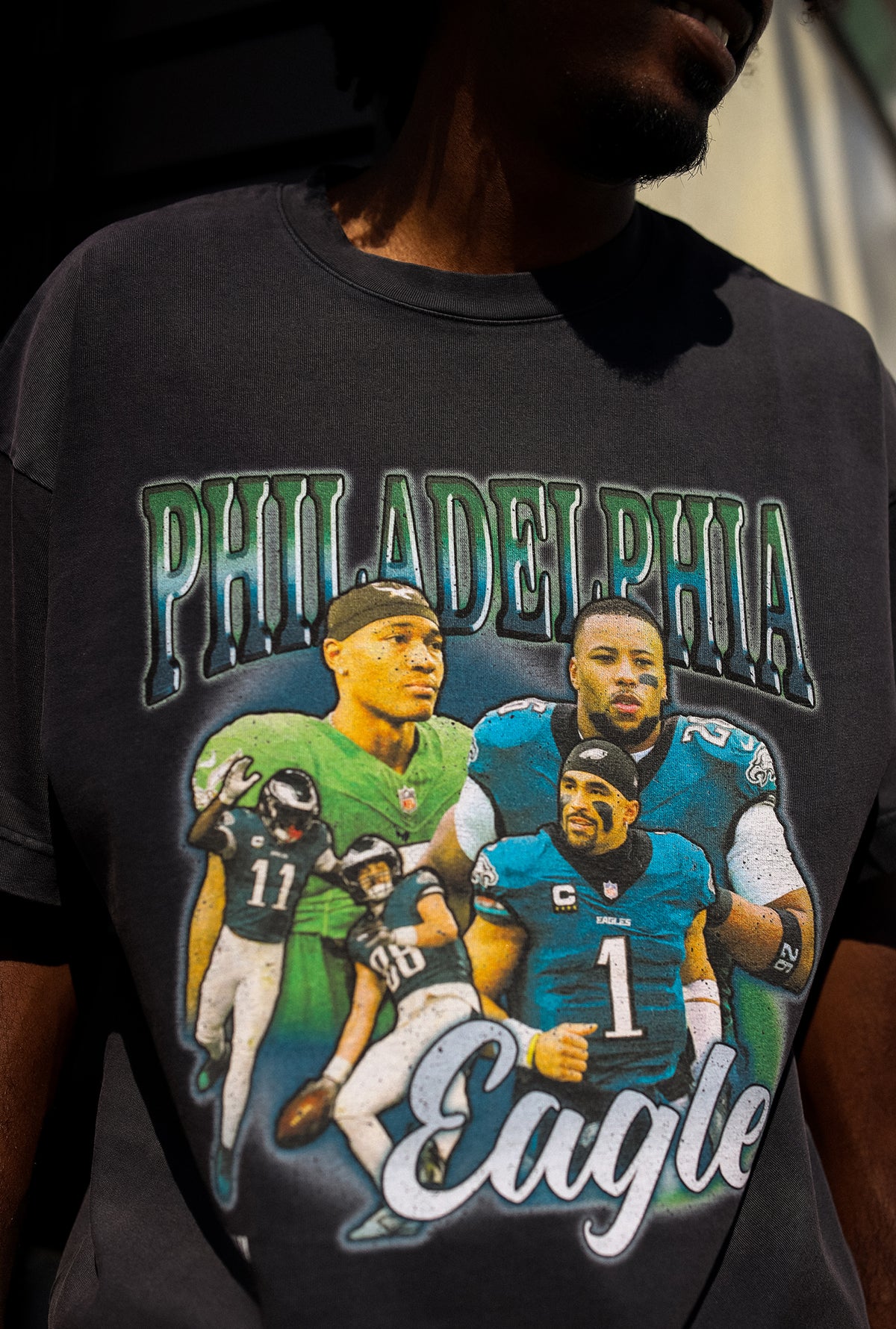 Philadelphia Eagles Vintage Heavyweight T-Shirt - Off Black