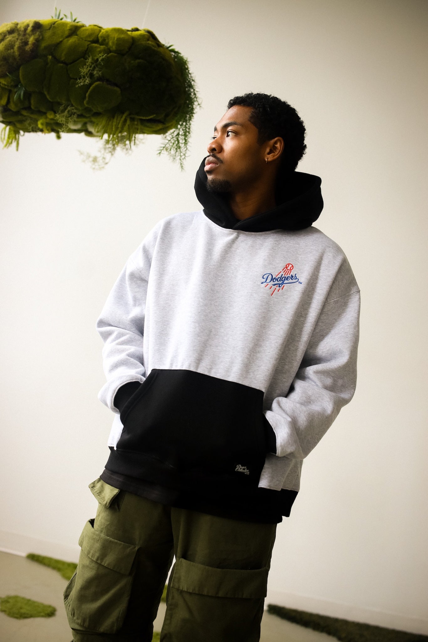 Los Angeles Dodgers Colour Block Heavyweight Hoodie - Black / Grey