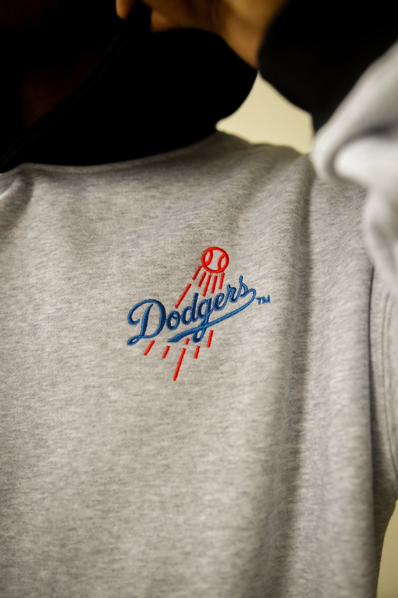 Los Angeles Dodgers Colour Block Heavyweight Hoodie - Black / Grey