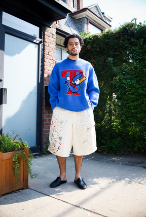 Pull vintage en maille des Blue Jays de Toronto - Bleu roi