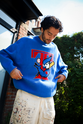 Pull vintage en maille des Blue Jays de Toronto - Bleu roi