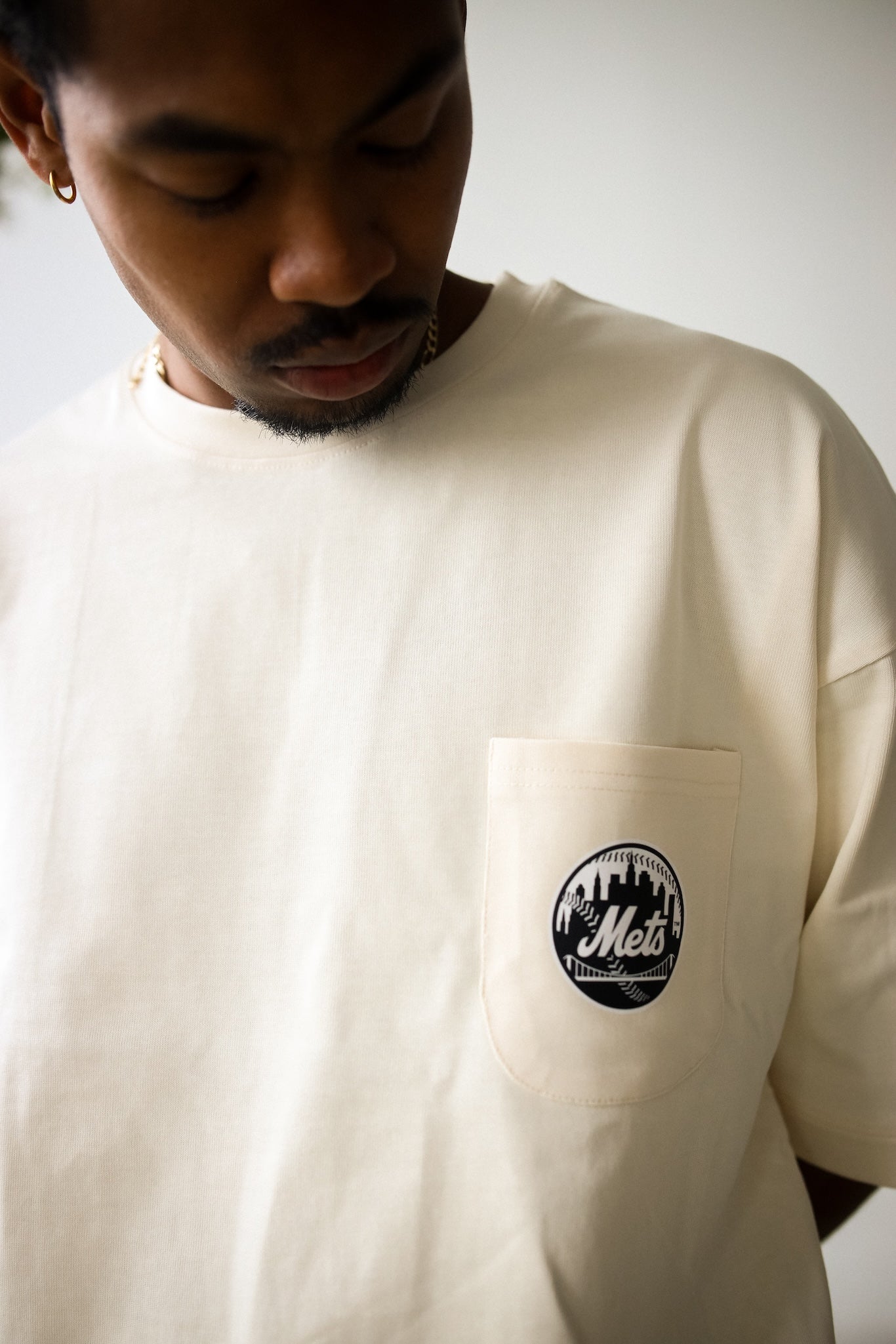 New York Mets Preppy Heavyweight Pocket T-Shirt - Ivory