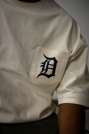Detroit Tigers Preppy Heavyweight Pocket T-Shirt - Ivory