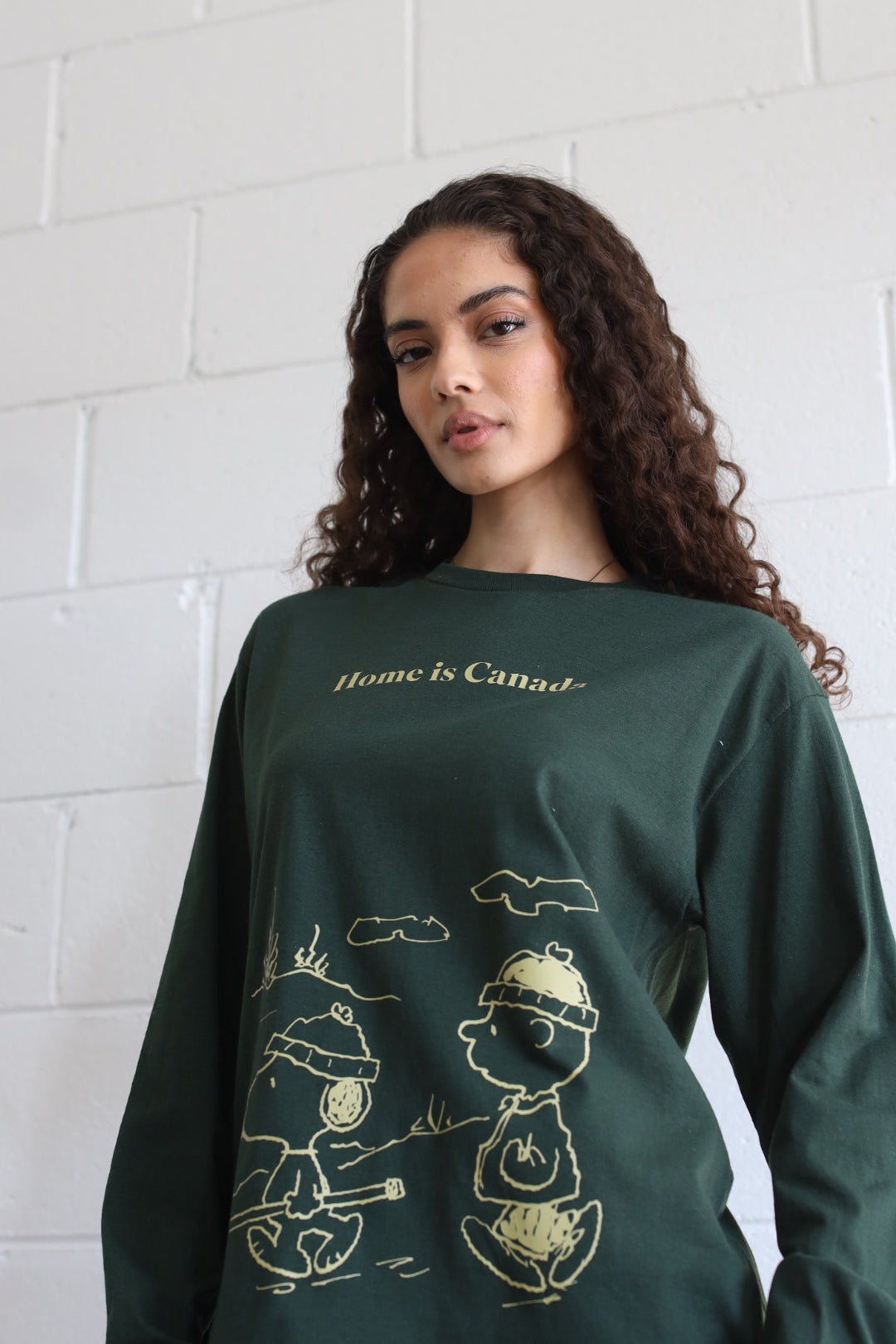 P/C x Peanuts Home is Canada Long Sleeve - Forest Green