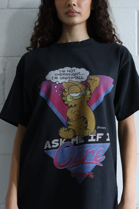Vintage Garfield "Ask Me If I Care" Pigment Dye Heavyweight T-Shirt - Black