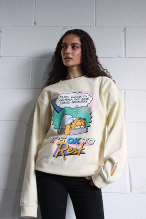 Vintage Garfield It's Ok To Rest Crewneck - Ivory