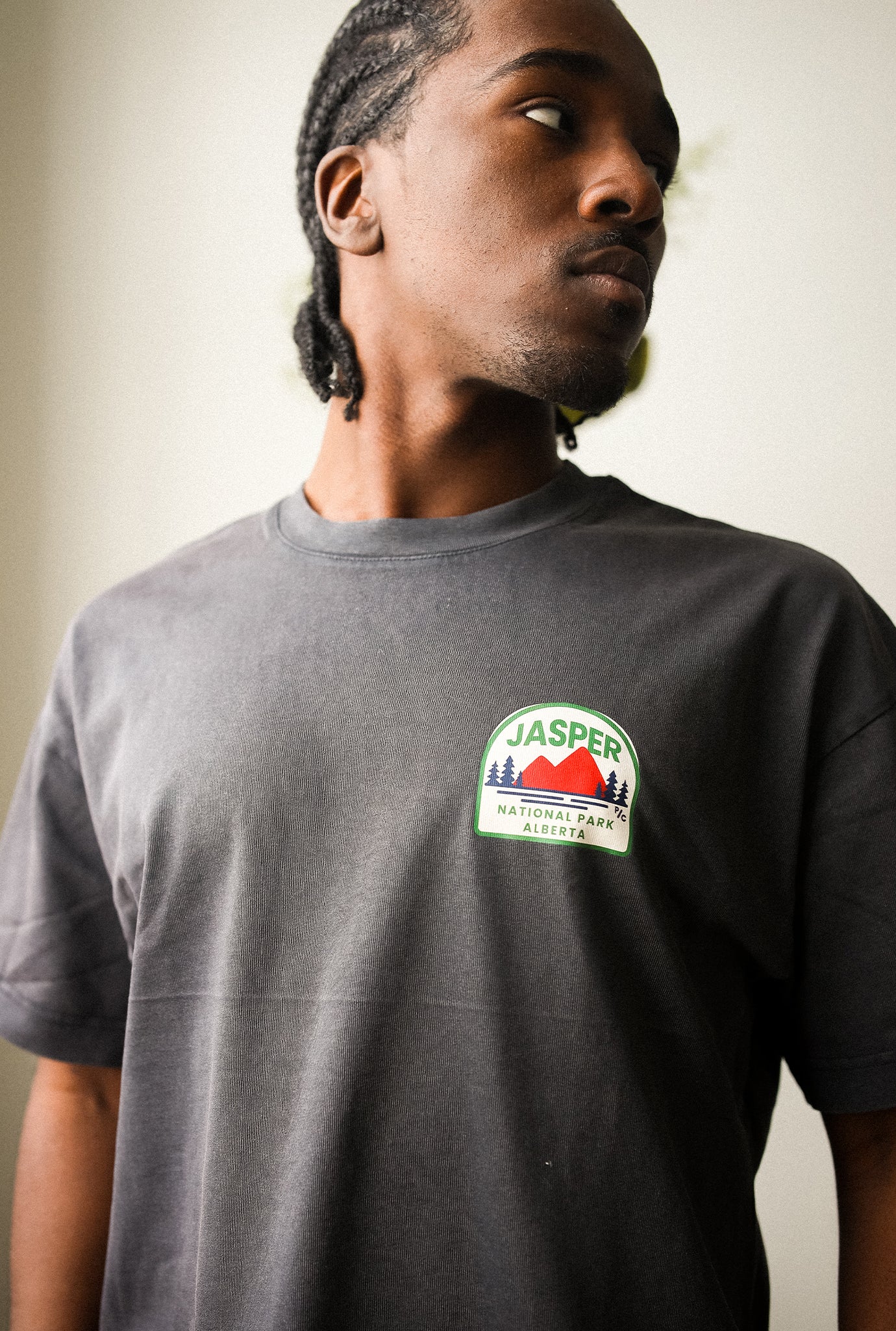 Camiseta Heavyweight Garment Dyed Jasper National Park - Negra