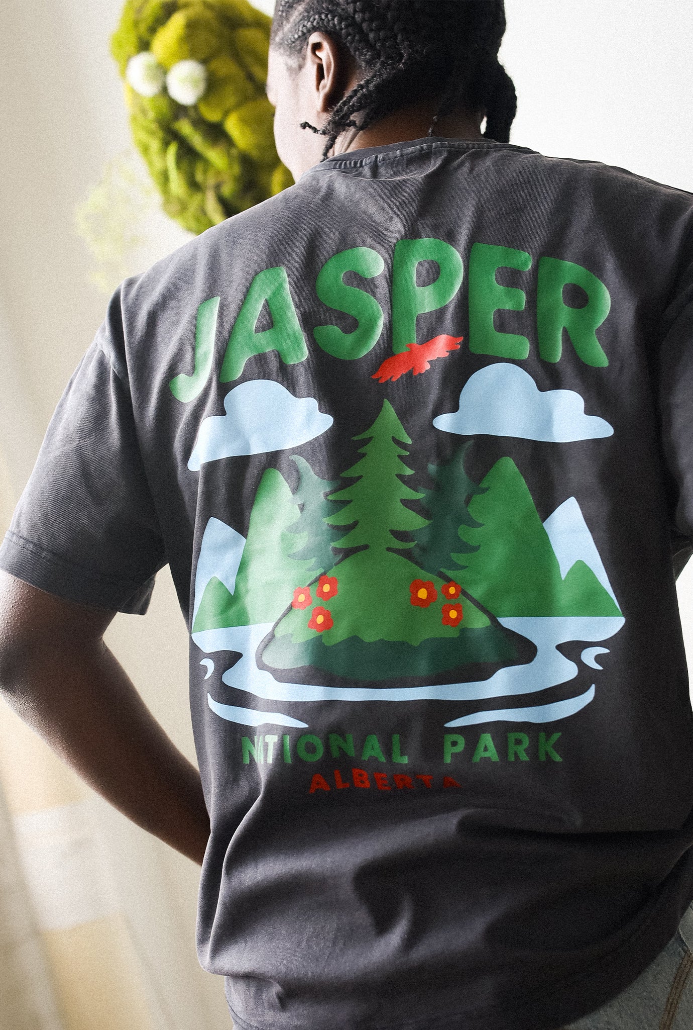 Camiseta Heavyweight Garment Dyed Jasper National Park - Negra