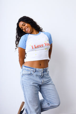 P/C x Barney I Love You Baby Tee - White/Blue