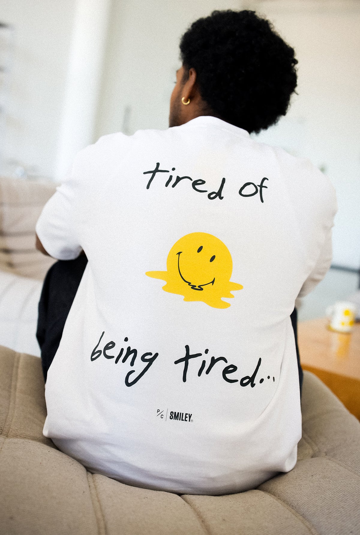 P/C x Smiley: Tired of Being Tired Heavyweight T-Shirt - White