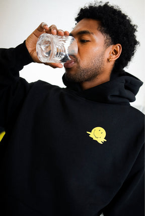 P/C x Smiley: Tired of Being Tired Heavyweight Hoodie - Black