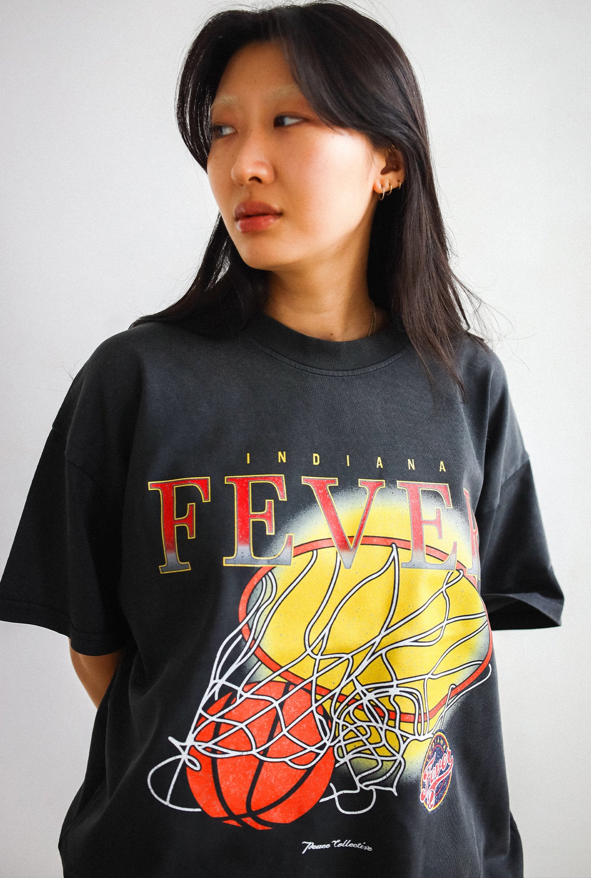 Indiana Fever Cropped Heavyweight T-Shirt - Off Black