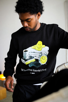 P/C x Smiley: Still Tired from Yesterday's Tired Crewneck - Black