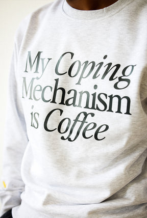P/C x Smiley: My Coping Mechanism is Coffee Crewneck - Ash