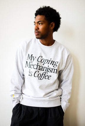 P/C x Smiley: My Coping Mechanism is Coffee Crewneck - Ash