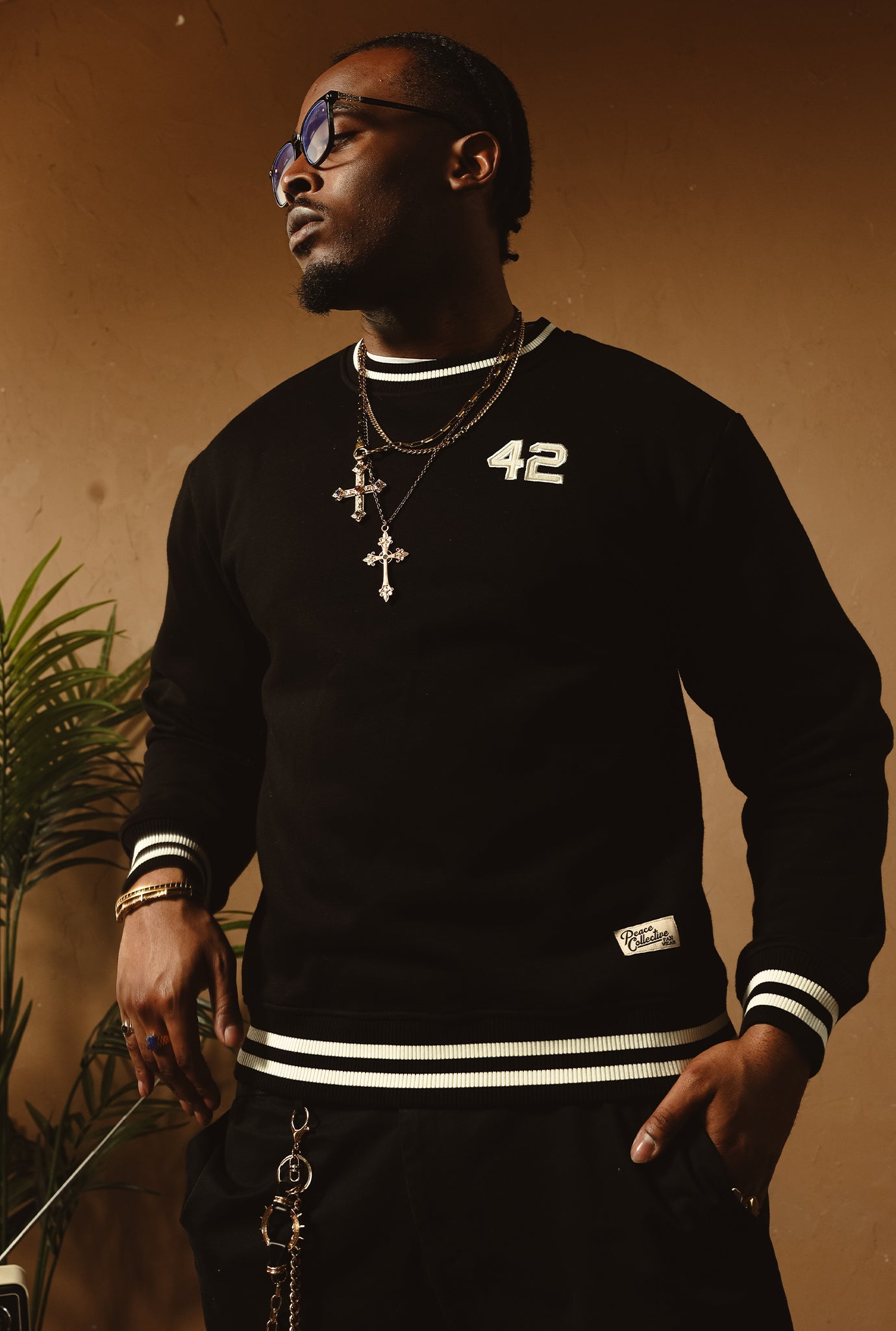 P/C x Jackie Robinson Ribbed Heavyweight Crewneck - Black