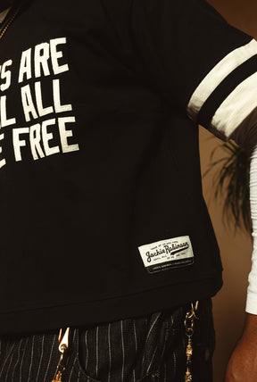 P/C x Jackie Robinson: Schweres V-Ausschnitt-T-Shirt – Schwarz