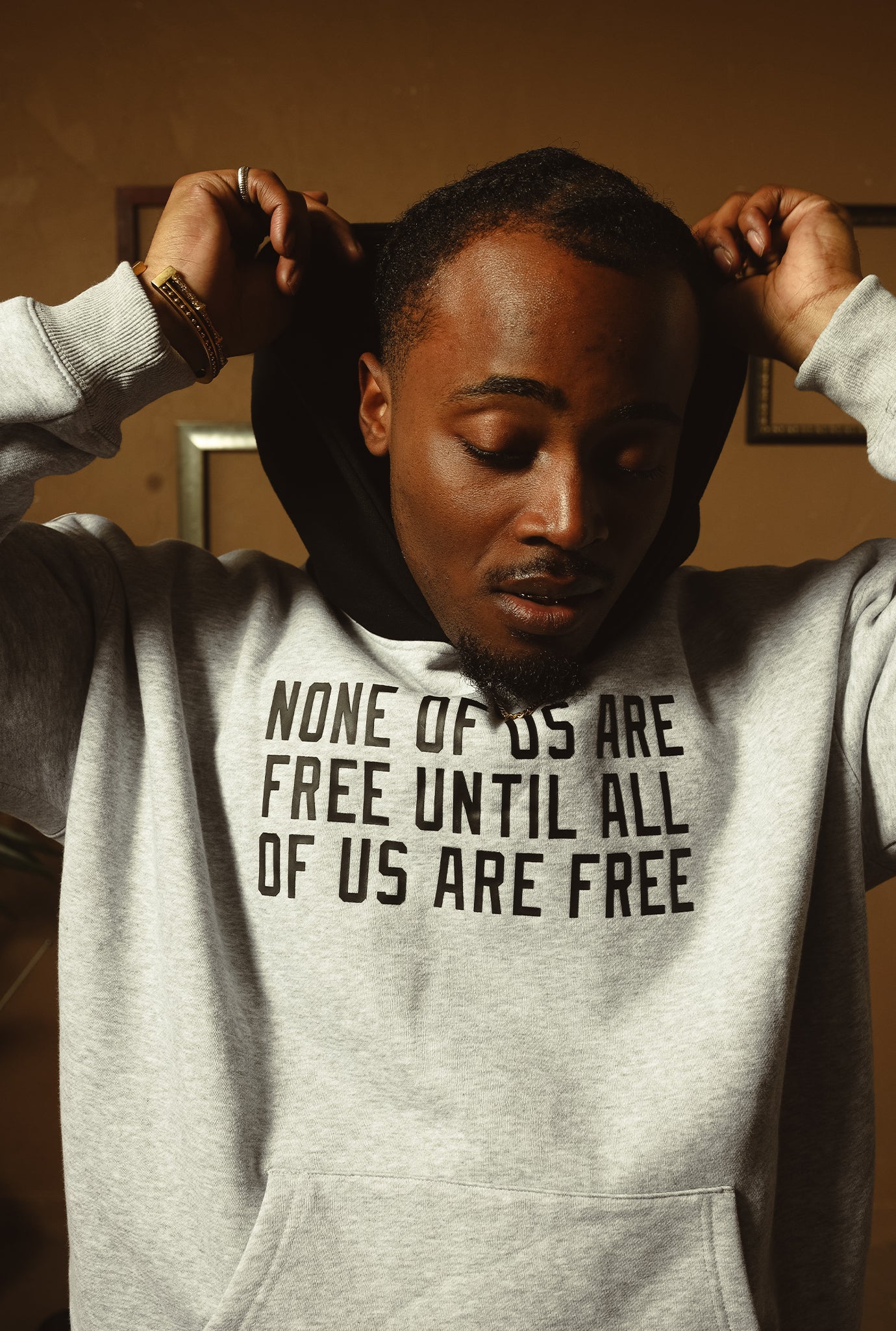 P/C x Jackie Robinson: Farbblock-Hoodie (schwer) – Aschgrau/Schwarz