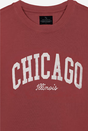 Chicago Tourist Pigment Dye Crewneck - Maroon