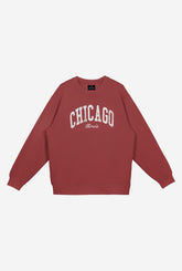 Chicago Tourist Pigment Dye Crewneck - Maroon