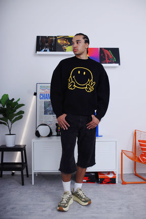 P/C x Smiley Knit Sweater - Black
