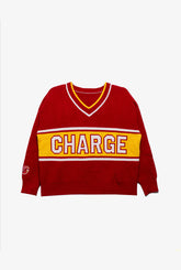 Ottawa Charge Womens V-Neck Knit Sweater - Red