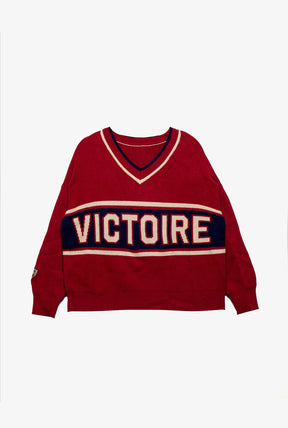 Montréal Victoire Womens V-Neck Knit Sweater - Maroon