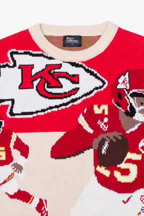 Suéter de punto de gran tamaño de Patrick Mahomes - Marfil / Rojo