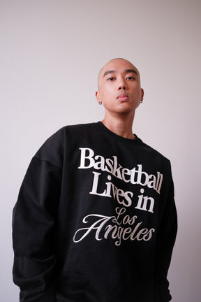 Basketball Lives in Los Angeles Super Heavy Crewneck - Off Black