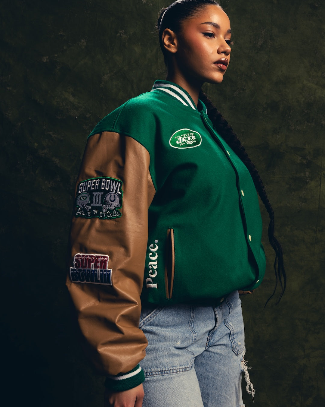 Super Bowl 1969 New York Jets Vs. Baltimore Colts Varsity Jacket - Green