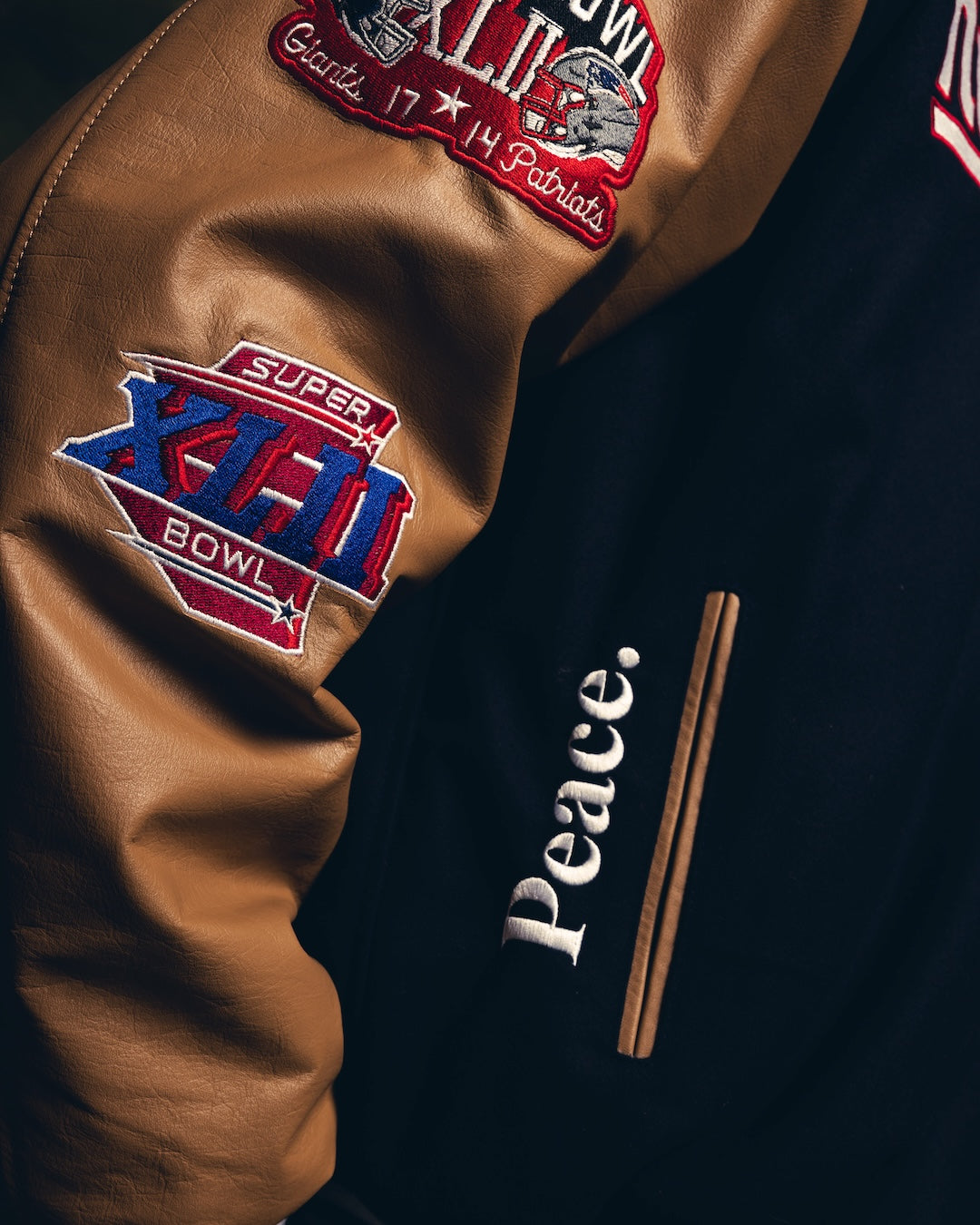 Super Bowl 2008 New York Giants vs. New England Patriots Varsity Jacket - Royal