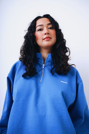 Peace Basics Heavyweight Quarter Zip - Strong Blue