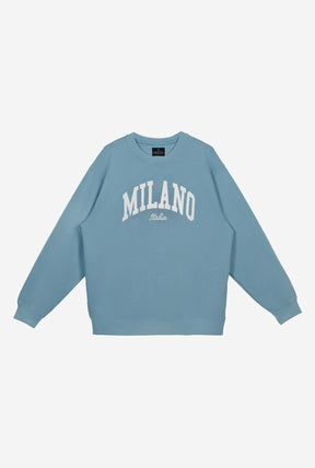 Milano Tourist Pigment Dye Crewneck - Slate Blue