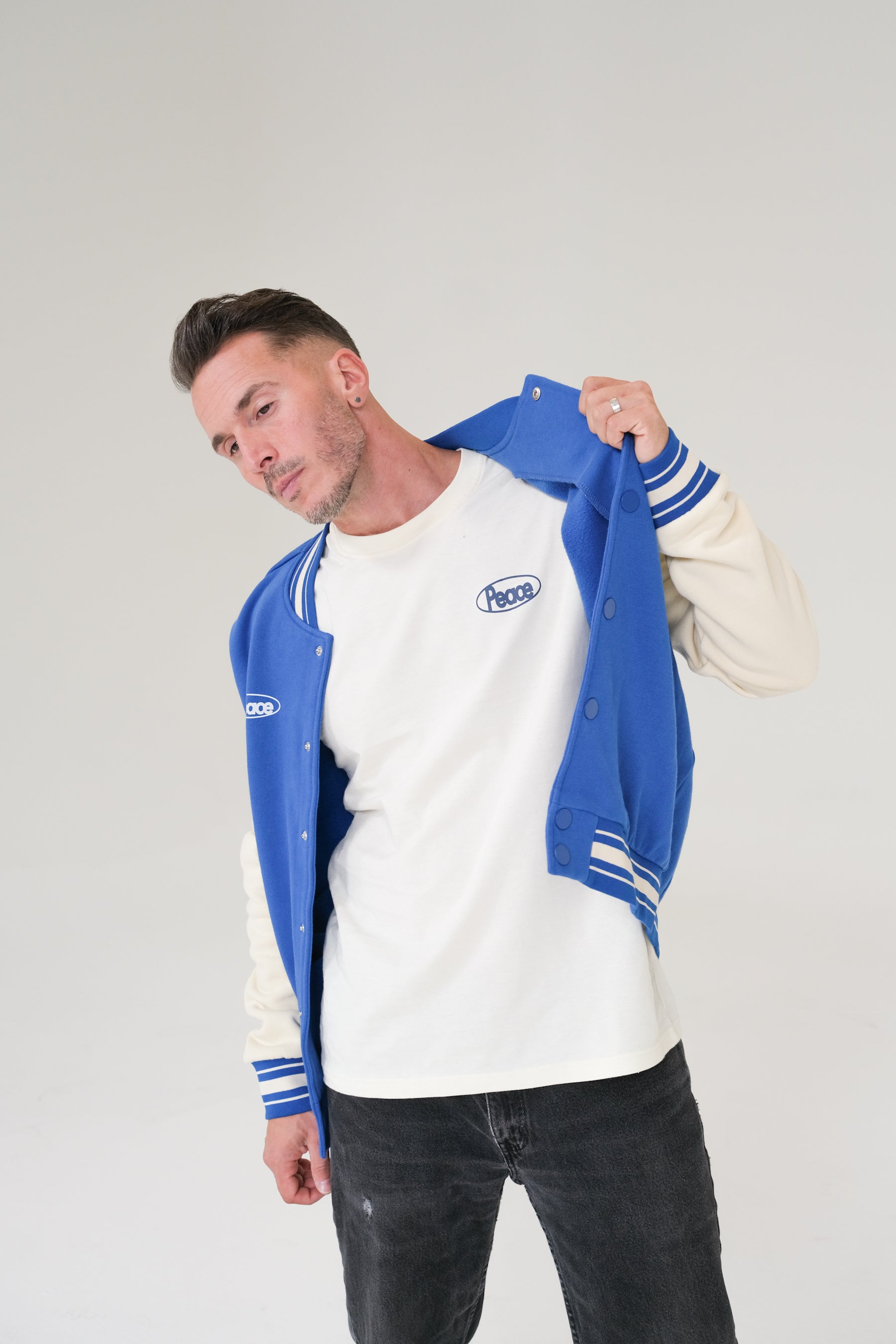 Peace Collective Better Together Letterman Jacket - Royal/Cream