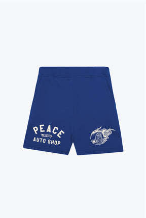 Peace Auto Shop Fleece Shorts - Royal