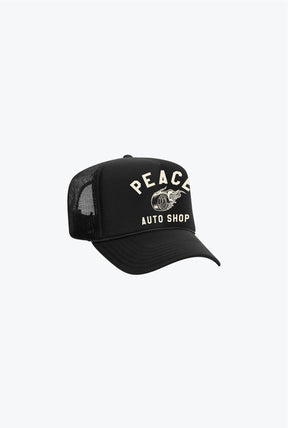 Peace Auto Shop Trucker Hat - Black