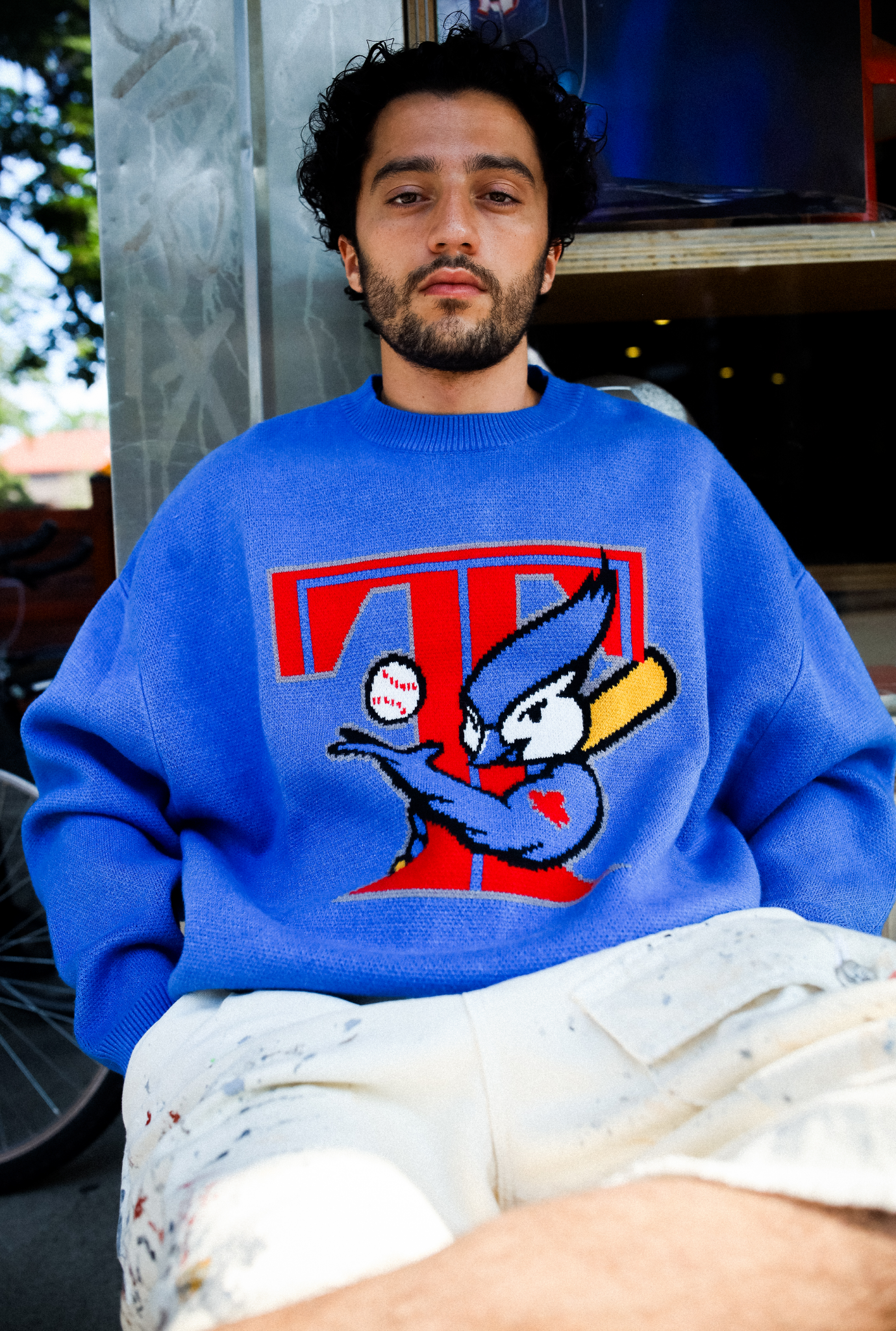 Pull vintage en maille des Blue Jays de Toronto - Bleu roi