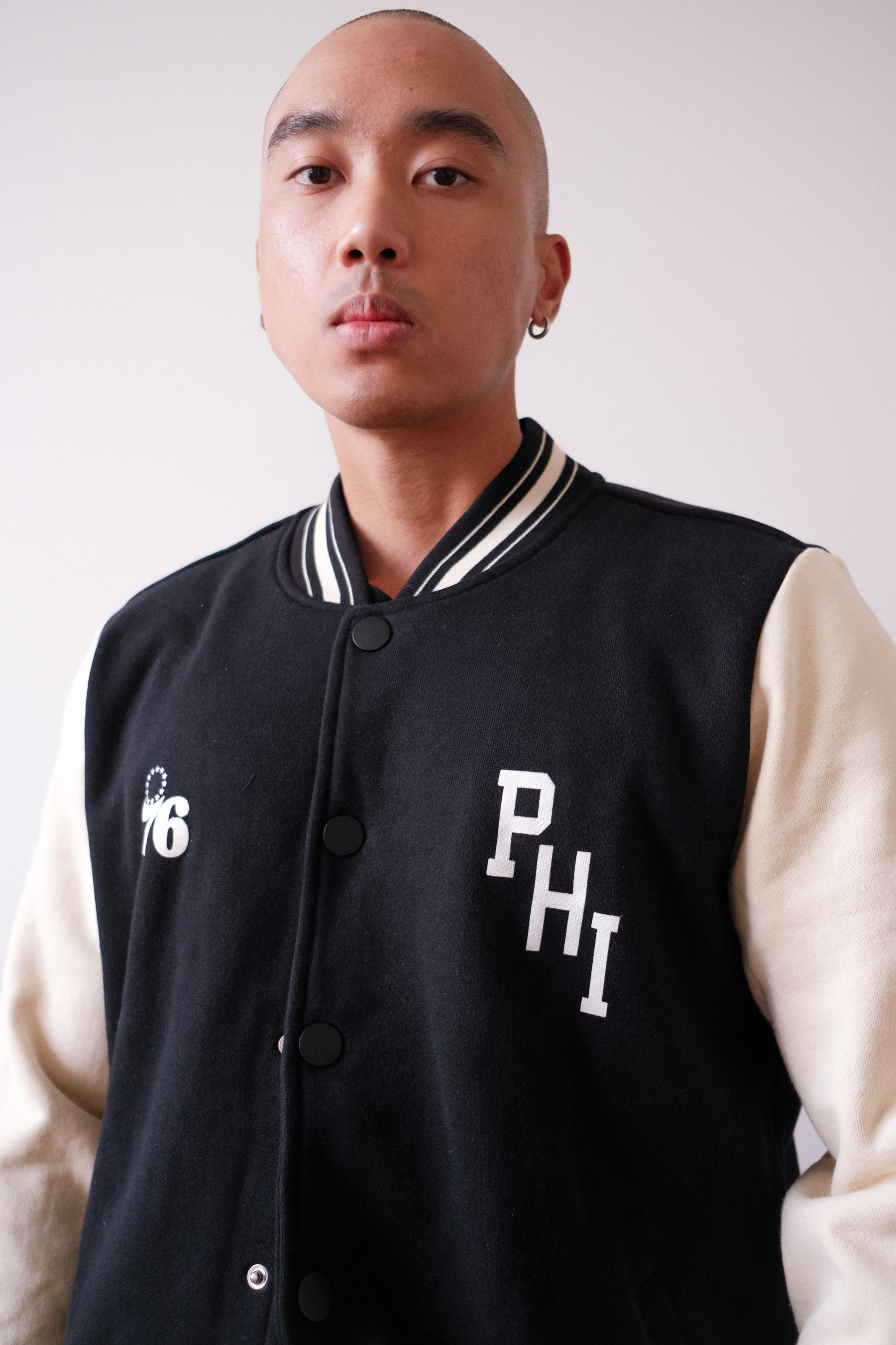 Basketball Lives in Philly Letterman Jacket - Black/Cream