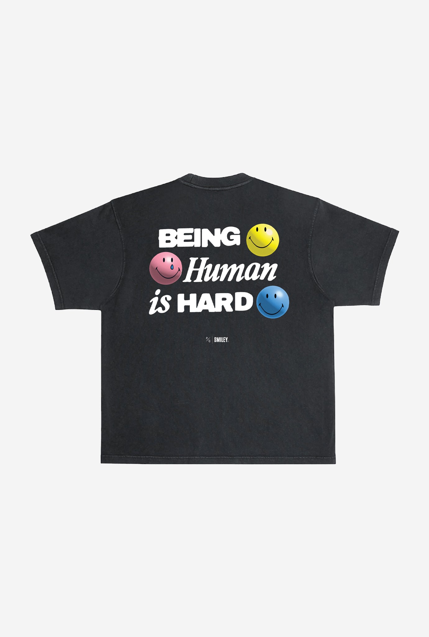 SMILEY: Being Human is Hard Heavyweight Garment Dyed T-Shirt - Black