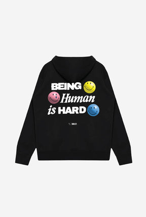 SMILEY: Being Human is Hard Heavyweight Hoodie - Black